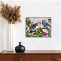 Picture of Blue Nostalgic Tropical Parrot Birds _GroupedProduct_Rectangle_Landscape_Canvas_Framed_
