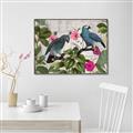 Picture of Blue Nostalgic Tropical Parrot Birds _GroupedProduct_Rectangle_Landscape_Canvas_Framed_