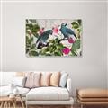 Picture of Blue Nostalgic Tropical Parrot Birds _GroupedProduct_Rectangle_Landscape_Canvas_Framed_