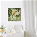 Picture of Yellow Nostalgic Tropical Birds _GroupedProduct_Square_Canvas_Framed_