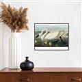 Picture of Vintage Floating White Swan _GroupedProduct_Rectangle_Landscape_Canvas_Framed_