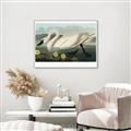 Picture of Vintage Floating White Swan _GroupedProduct_Rectangle_Landscape_Canvas_Framed_