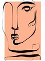 Picture of Peach Portait Line Art _GroupedProduct_Rectangle_Portrait_Unframed_Print_Only_