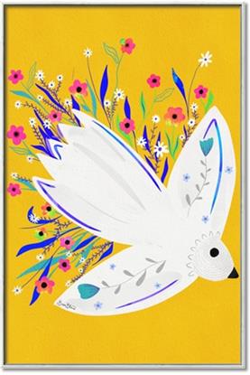 Picture of Bird in Floral Yellow Abstraction