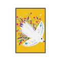Picture of Bird in Floral Yellow Abstraction _GroupedProduct_Rectangle_Portrait_Canvas_Framed_