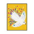Picture of Bird in Floral Yellow Abstraction _GroupedProduct_Rectangle_Portrait_Canvas_Framed_