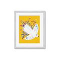 Picture of Bird in Floral Yellow Abstraction _GroupedProduct_Rectangle_Portrait_Framed_Matted_