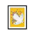 Picture of Bird in Floral Yellow Abstraction _GroupedProduct_Rectangle_Portrait_Framed_Matted_