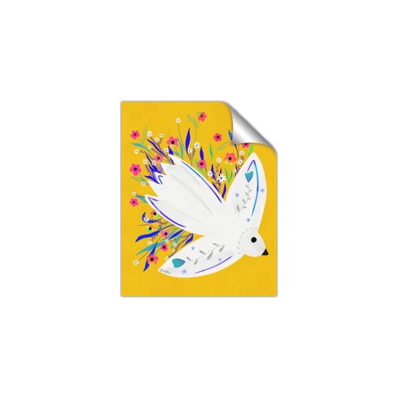Picture of Bird in Floral Yellow Abstraction _GroupedProduct_Rectangle_Portrait_Unframed_Print_Only_