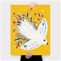 Picture of Bird in Floral Yellow Abstraction _GroupedProduct_Rectangle_Portrait_Canvas_