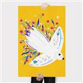 Picture of Bird in Floral Yellow Abstraction _GroupedProduct_Rectangle_Portrait_Canvas_
