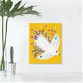 Picture of Bird in Floral Yellow Abstraction _GroupedProduct_Rectangle_Portrait_Canvas_