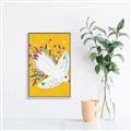 Picture of Bird in Floral Yellow Abstraction _GroupedProduct_Rectangle_Portrait_Canvas_Framed_