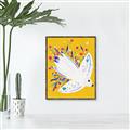 Picture of Bird in Floral Yellow Abstraction _GroupedProduct_Rectangle_Portrait_Canvas_Framed_
