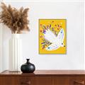 Picture of Bird in Floral Yellow Abstraction _GroupedProduct_Rectangle_Portrait_Canvas_Framed_
