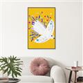 Picture of Bird in Floral Yellow Abstraction _GroupedProduct_Rectangle_Portrait_Canvas_Framed_