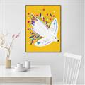 Picture of Bird in Floral Yellow Abstraction _GroupedProduct_Rectangle_Portrait_Canvas_Framed_