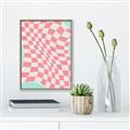 Picture of Pink Checkered Symphony _GroupedProduct_Rectangle_Portrait_Canvas_Framed_