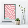 Picture of Pink Checkered Symphony _GroupedProduct_Rectangle_Portrait_Canvas_Framed_