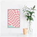Picture of Pink Checkered Symphony _GroupedProduct_Rectangle_Portrait_Canvas_Framed_