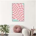 Picture of Pink Checkered Symphony _GroupedProduct_Rectangle_Portrait_Canvas_Framed_
