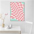 Picture of Pink Checkered Symphony _GroupedProduct_Rectangle_Portrait_Canvas_Framed_