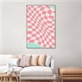 Picture of Pink Checkered Symphony _GroupedProduct_Rectangle_Portrait_Canvas_Framed_