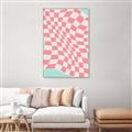 Picture of Pink Checkered Symphony _GroupedProduct_Rectangle_Portrait_Canvas_Framed_