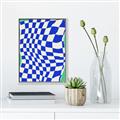 Picture of Blue Checkered Symphony _GroupedProduct_Rectangle_Portrait_Canvas_Framed_