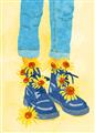 Picture of Sunflower Walk in Blue Shoes _GroupedProduct_Rectangle_Portrait_Unframed_Print_Only_