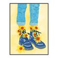 Picture of Sunflower Walk in Blue Shoes _GroupedProduct_Rectangle_Portrait_Canvas_Framed_