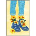 Picture of Sunflower Walk in Blue Shoes _GroupedProduct_Rectangle_Portrait_Canvas_Framed_