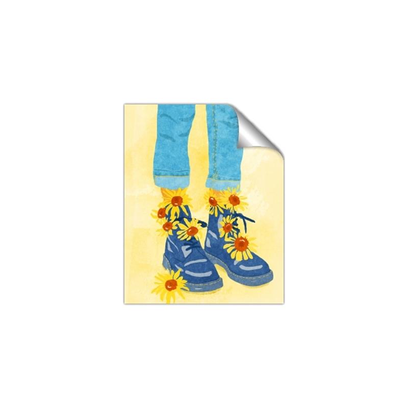 Picture of Sunflower Walk in Blue Shoes _GroupedProduct_Rectangle_Portrait_Unframed_Print_Only_