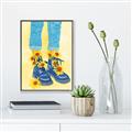 Picture of Sunflower Walk in Blue Shoes _GroupedProduct_Rectangle_Portrait_Canvas_Framed_