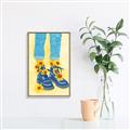 Picture of Sunflower Walk in Blue Shoes _GroupedProduct_Rectangle_Portrait_Canvas_Framed_