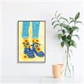 Picture of Sunflower Walk in Blue Shoes _GroupedProduct_Rectangle_Portrait_Canvas_Framed_