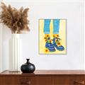 Picture of Sunflower Walk in Blue Shoes _GroupedProduct_Rectangle_Portrait_Canvas_Framed_