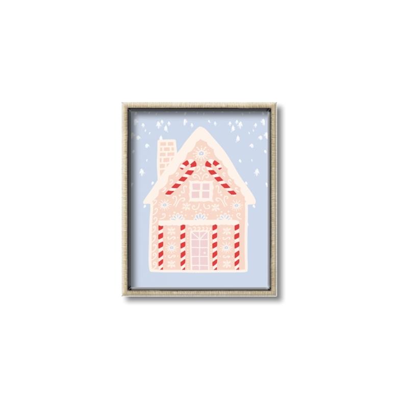 Picture of Blue Gingerbread House _GroupedProduct_Rectangle_Portrait_Canvas_Framed_