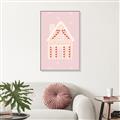 Picture of Pink Gingerbread House _GroupedProduct_Rectangle_Portrait_Canvas_Framed_