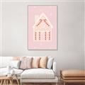 Picture of Pink Gingerbread House _GroupedProduct_Rectangle_Portrait_Canvas_Framed_