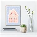 Picture of Blue Gingerbread House _GroupedProduct_Rectangle_Portrait_Canvas_Framed_