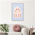 Picture of Blue Gingerbread House _GroupedProduct_Rectangle_Portrait_Canvas_Framed_