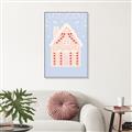 Picture of Blue Gingerbread House _GroupedProduct_Rectangle_Portrait_Canvas_Framed_