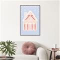 Picture of Blue Gingerbread House _GroupedProduct_Rectangle_Portrait_Canvas_Framed_