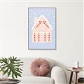 Picture of Blue Gingerbread House _GroupedProduct_Rectangle_Portrait_Canvas_Framed_