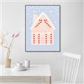 Picture of Blue Gingerbread House _GroupedProduct_Rectangle_Portrait_Canvas_Framed_