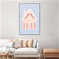 Picture of Blue Gingerbread House _GroupedProduct_Rectangle_Portrait_Canvas_Framed_