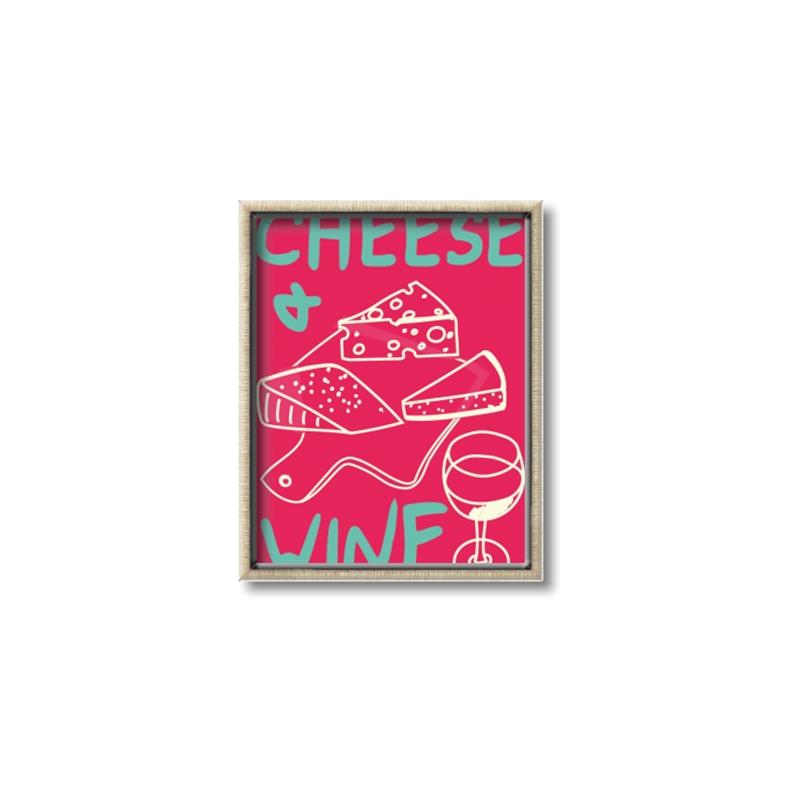 Picture of Cheese and Wine Typography Poster _GroupedProduct_Rectangle_Portrait_Canvas_Framed_