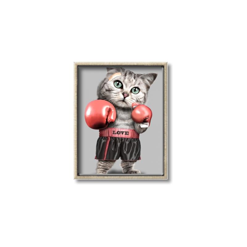 Picture of Boxing cat _GroupedProduct_Rectangle_Portrait_Canvas_Framed_