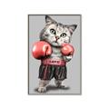 Picture of Boxing cat _GroupedProduct_Rectangle_Portrait_Canvas_Framed_